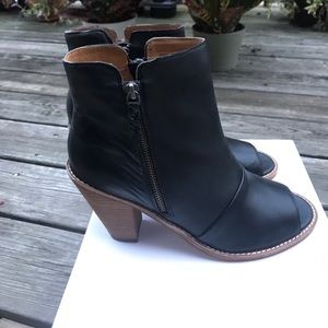 Leather booties open toe